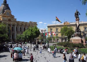 View of the Plaza Pedro Di Murillo in downtown La Paz.