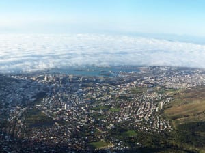 View of Cape Town, South Africa from Table Mountain. 
