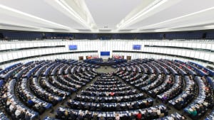 The European Parliament's hemicycle (debating chamber) during a plenary session in Strasbourg