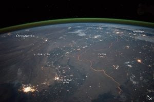 India-Pakistan Border at Night. Photo: NASA