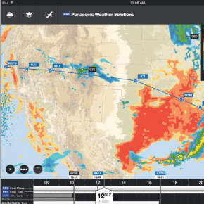 4DAero EFB application built upon the Panasonic 4D Weather platform. Photo: Panasonic Weather Solutions