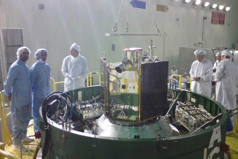EIAST engineers with DubaiSat 1 before launch.