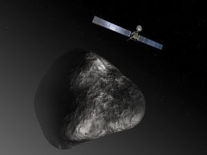 Artist's rendition of Rosetta as it neared the comet 67P 67P/Churyumov–Gerasimenko