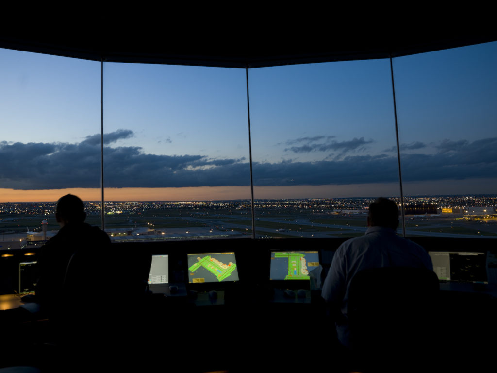 Inside view of an Air Traffic Control tower