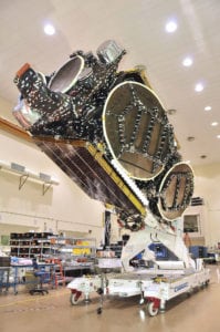 The SES 5, one of the satellites serving the satellite TV market across Africa, at Space Systems/Loral, Palo Alto, California. 