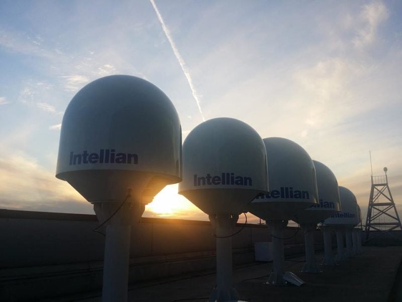 Intellian antennas on live test at Intellian HQ in Seoul, Korea