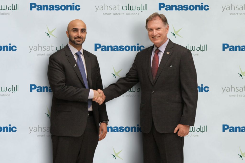 Masood M. Sharif Mahmood, CEO of Yahsat and Paul Margis, president and CEO for Panasonic Avionics