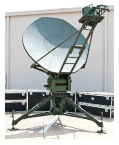 2.4 meter nine-piece reflector nomadic antenna on tactical mount. Photo: CPI