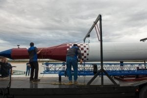 Vehicle launch vehicle prototype being loaded On Transporter Elect Launcher (TEL). Photo: Vector