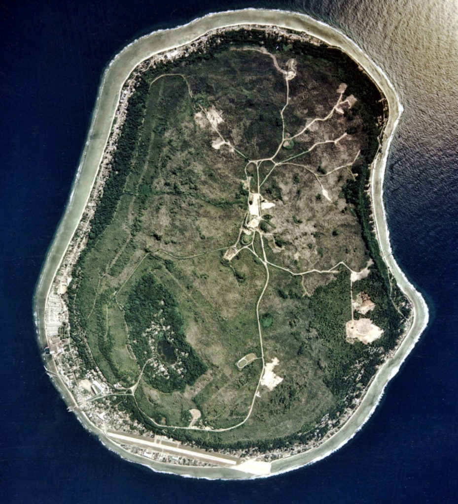 Aerial view of the island of Nauru.