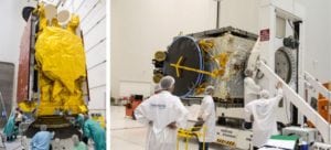 SKY Brasil 1 and Telkom 3S readied for Arianespace’s initial 2017 mission. Photo: Arianespace.