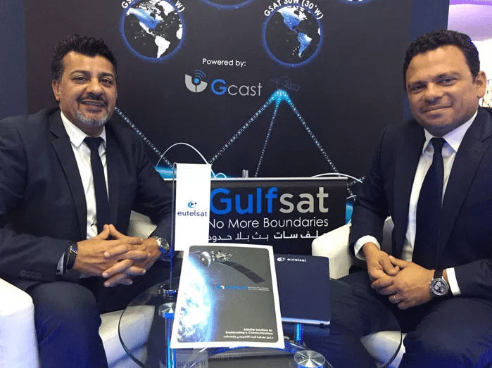 Mohammed AlHaj, Gulfsat's chairman and CEO, and Ghassan Murat, VP of business development and strategy at Eutelsat Dubai.