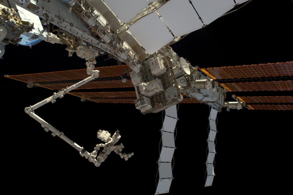 Solar panels and batteries on the ISS. 