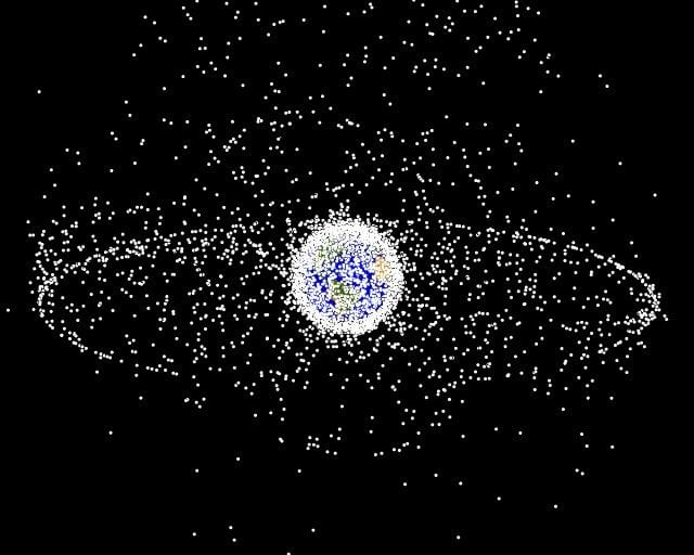 Image of orbital debris generated from a distant oblique angle. Photo: NASA
