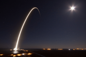 Falcon 9 launches EchoStar 23 from the Kennedy Space Center.