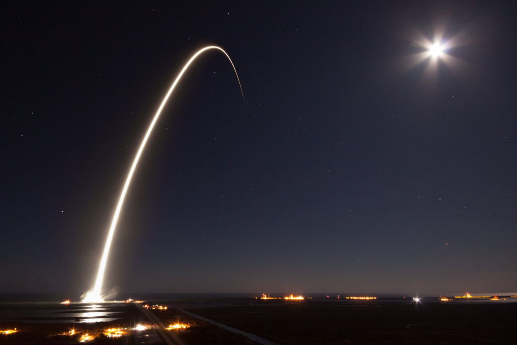 Falcon 9 launches EchoStar 23 from the Kennedy Space Center.