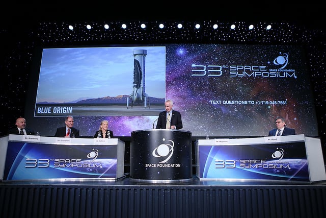 Rob Meyerson takes the stage at the 33rd Space Symposium. 