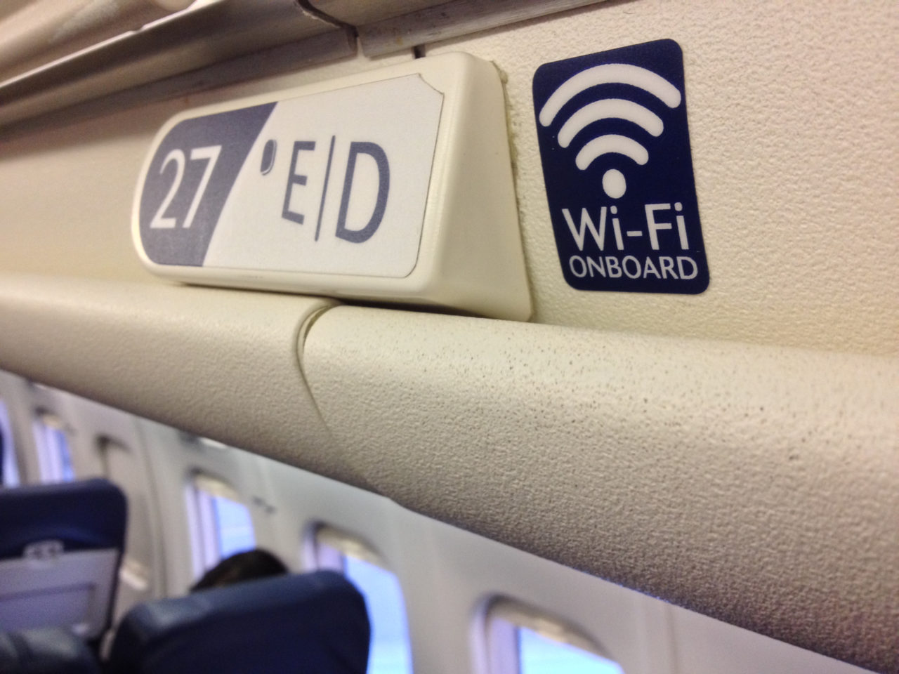 Wifi sign onboard a commercial aircraft