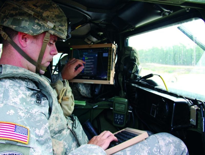 A soldier uses the U.S. Army's friendly-force tracking system. Photo: U.S. Army. 