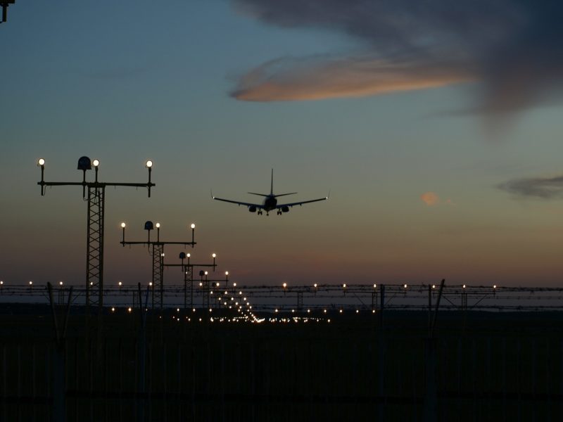 A jet lands at sunset. Photo: Max Pixel.
