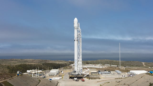 Falcon 9 on the launchpad at Vandenberg Air Force Base. Photo: SpaceX.