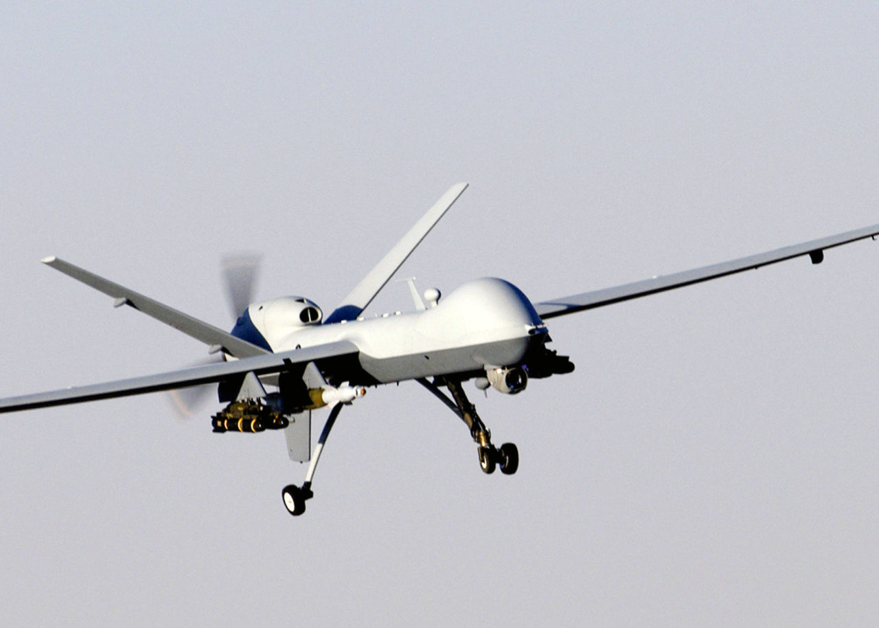 A MQ-9 Reaper unmanned aerial vehicle prepares to land. Photo: US Air Force. 