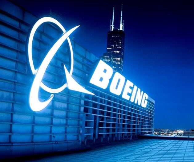 Logo atop Boeing headquarters. Photo: Boeing. 