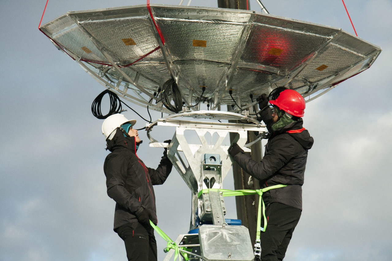 Leaf Space engineers install ground station infrastructure. Photo: Leaf Space. 