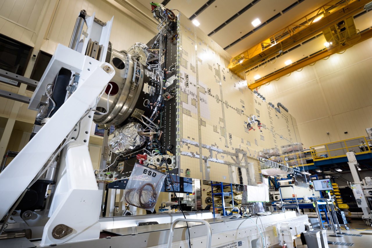 The Hellas Sat 4 communications satellite after spacecraft integration in a Lockheed Martin clean room near Denver. Photo: Lockheed Martin. 