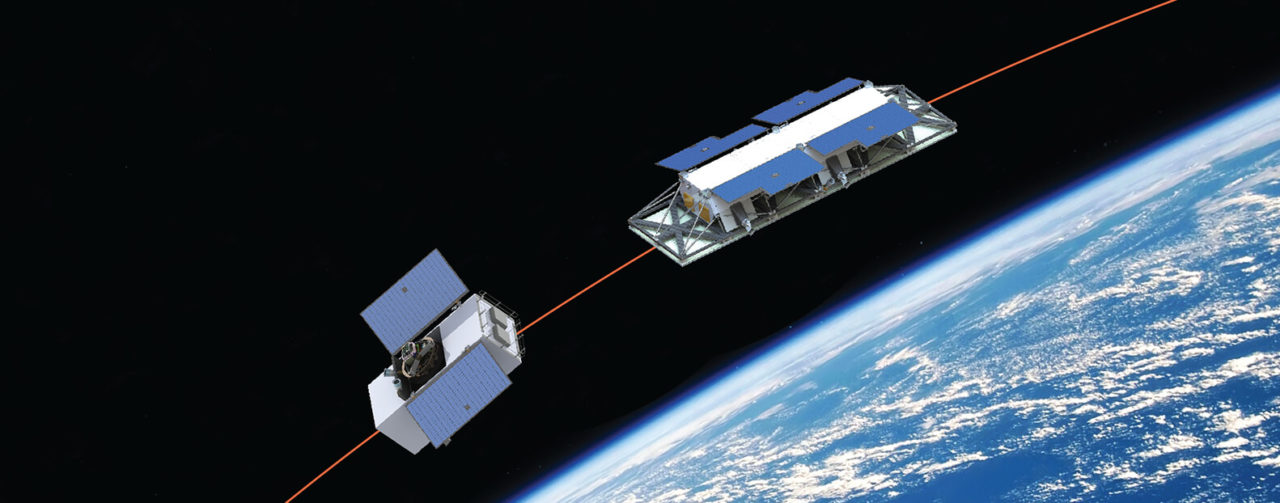 Rendition of two satellites in the OptiSAR constellation. Photo: UrtheCast. 