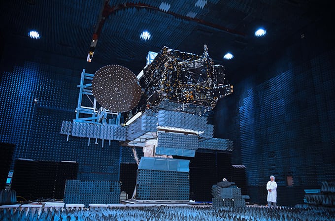 The EchoStar 21 satellite prior to launch. Photo: SSL. 