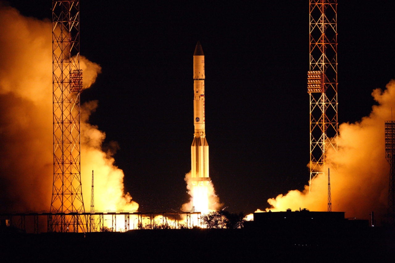 Proton M takes off from the launch pad carrying AsiaSat 9 on Sept. 28, 2017. Photo: AsiaSat.