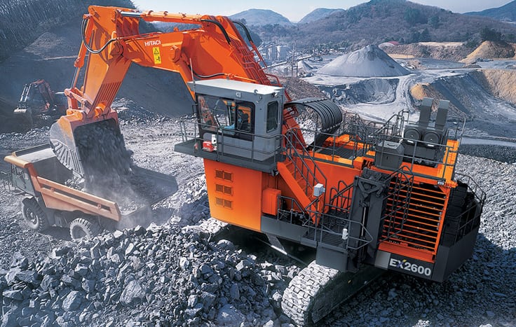 A Hitachi EX2600-6 mining excavator and shovel, which comes equipped with Hitachi's Global eService. Photo: Hitachi Construction Machinery. 