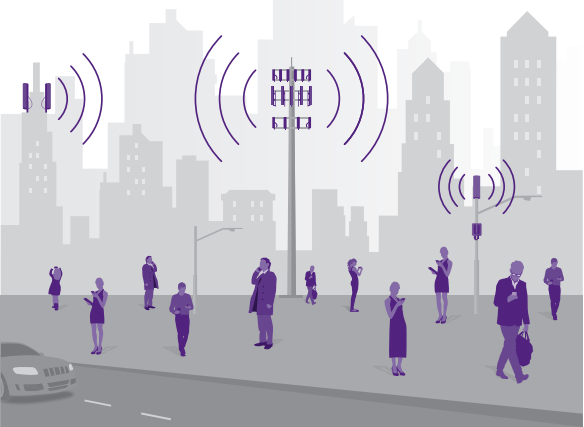 Graphic showing how small cells can alleviate congestion in urban areas. Photo: Crown Castle.