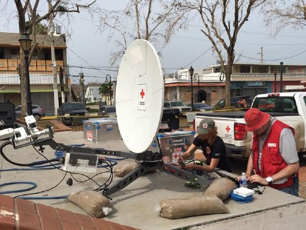 American Red Cross team setting up mobile VSATs to reconnect Puerto Rico
