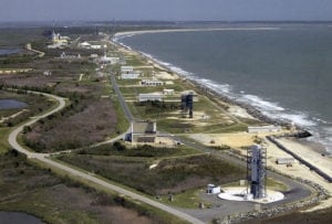 Aerial view of the Mid-Atlantic Regional Spaceport at NASA's Wallops Flight Facility on the Eastern shore of Virginia. Photo: NASA.