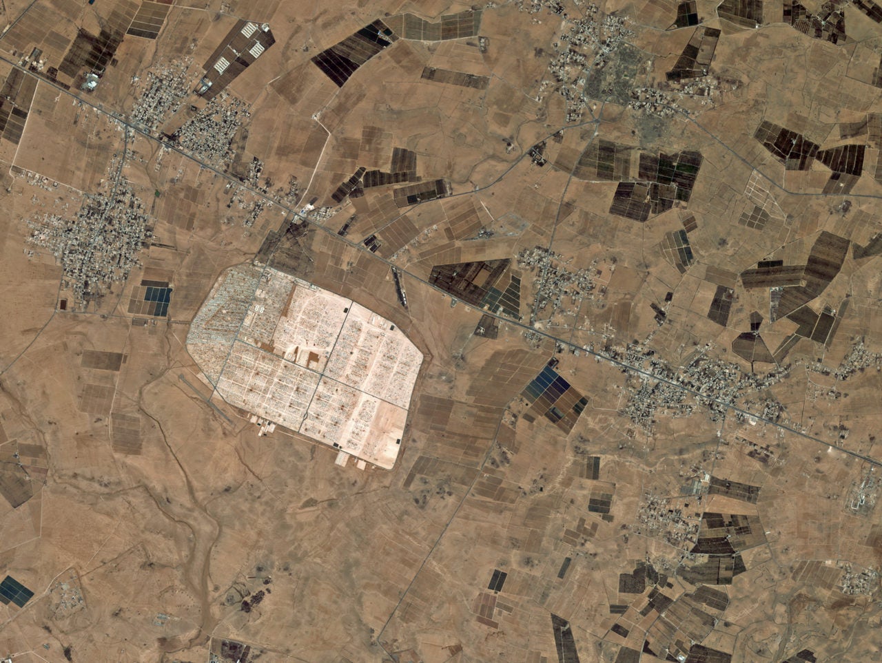 ESA satellite imagery from 2014 of the Zatari Refugee Camp in Jordan. Photo: ESA.
