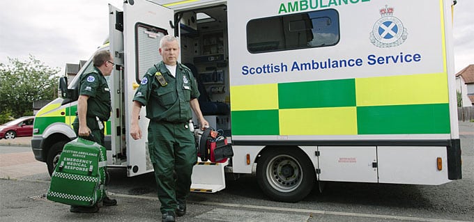 A paramedic leaves his ambulance. Photo: Scottish Ambulance Service.