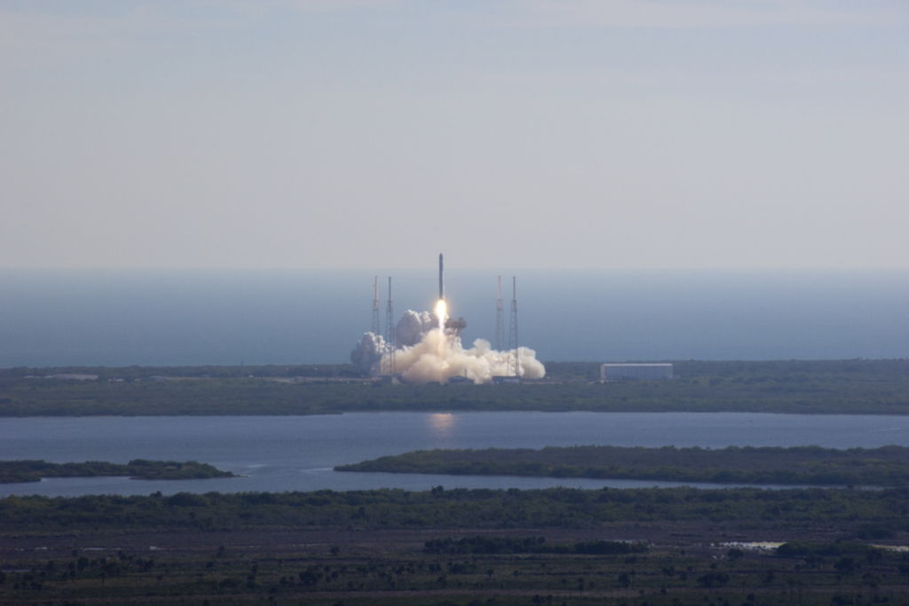 SpaceX’s Falcon 9 rocket and Dragon spacecraft lift off from Launch Complex-40 at Cape Canaveral Air Force Station, Fla., at 10:43 a.m. EST, Wednesday, Dec. 8, 2010. NASA/Alan Ault