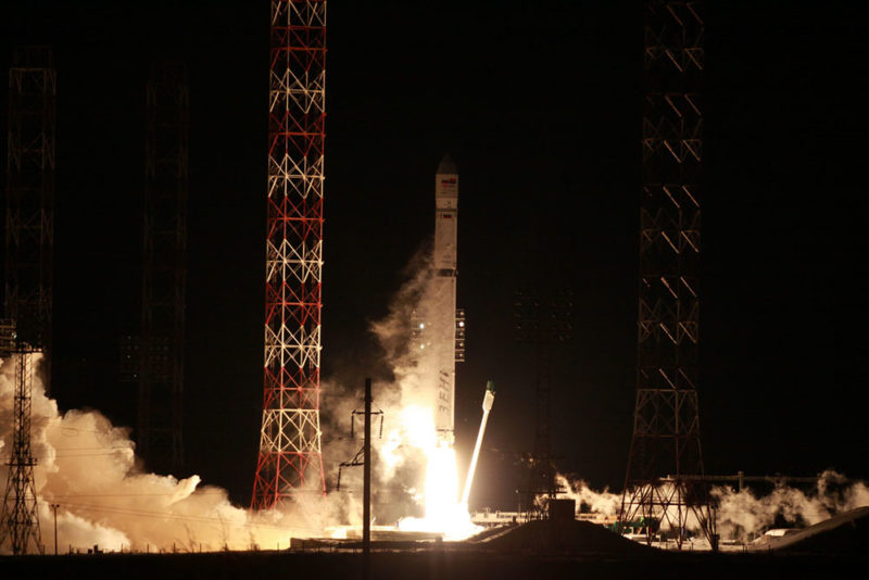 The Zenit-3SLBF rocket launches AngoSat 1 from Baikonur Cosmodrome on Dec. 26. Photo: Roscosmos.