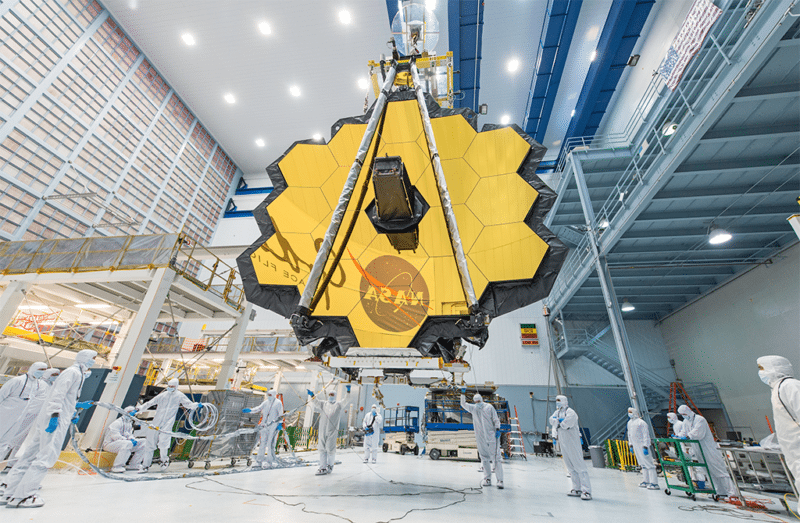 James Webb Telescope mirror seen in full bloom. Photo: NASA.