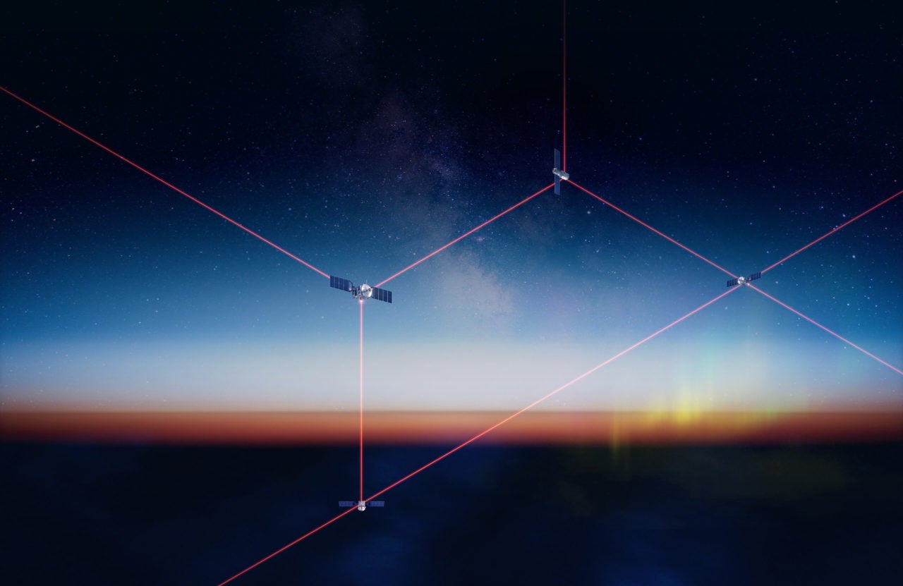 Rendition of satellite laser communication links. Photo: Mynaric.