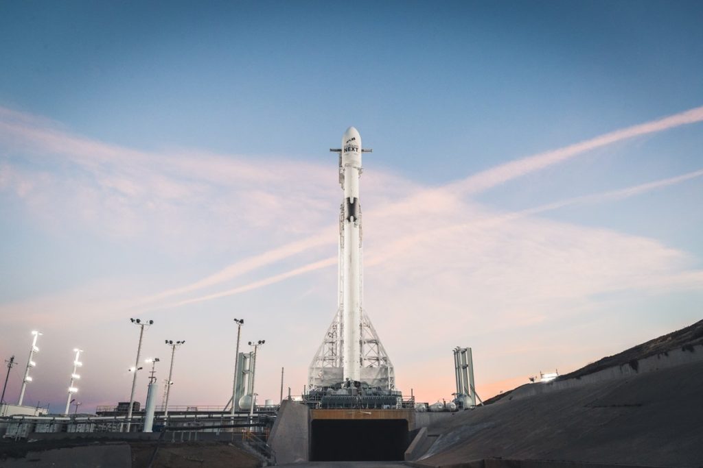 SpaceX's Falcon 9 before Iridium 4 launch.