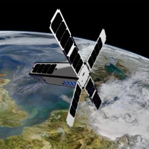 Rendition of the SeaHawk 1 satellite in orbit. Photo: Clyde Space.