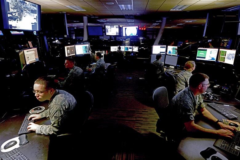 Airmen at work at one of the U.S. Air Force's Distributed Common Ground System sites. Photo: U.S. Air Force.