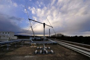 An Infostellar-owned Very High Frequency (VHF) and Ultra High Frequency (UHF) antenna for StellarStation testing in Yokohama, Japan. Photo: Infostellar