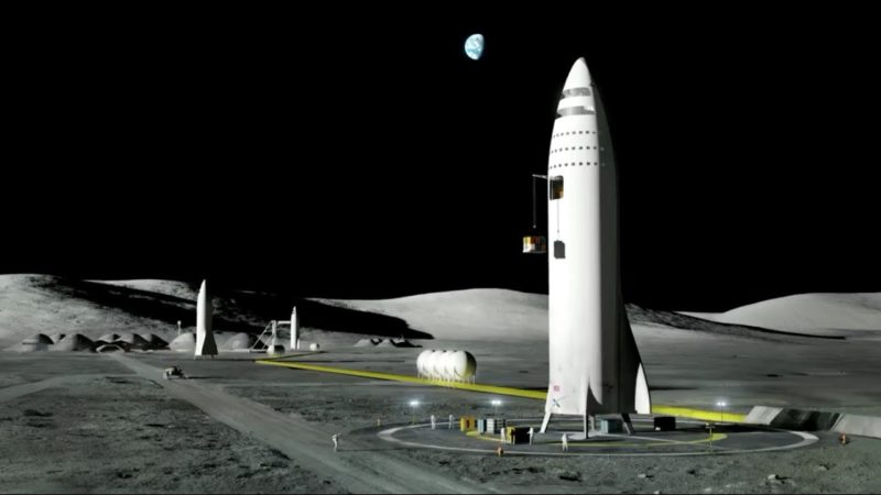 Rendition of SpaceX's BFR on a Moon launchpad. Photo: SpaceX.