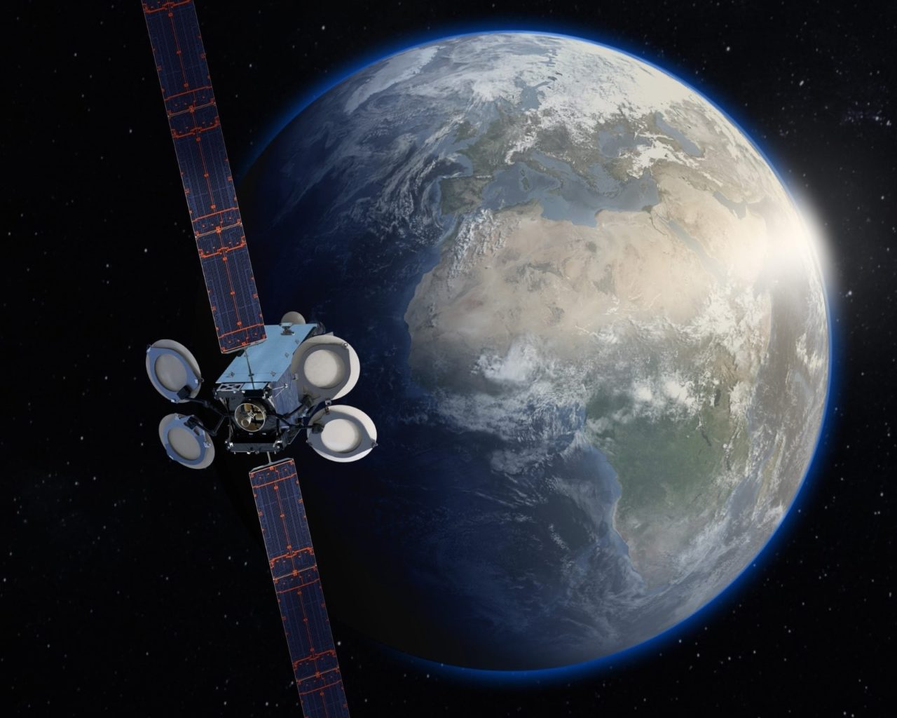 Artist’s rendition of the Amos-17 satellite based on the BSS-702MP bus. Image Credit: Boeing