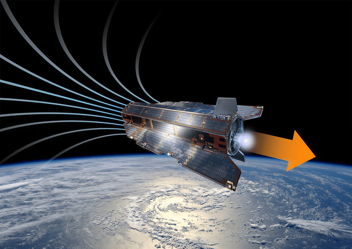 Artist's rendition of ESA's air breathing satellite thruster. Photo: ESA.