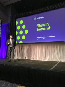 Isotropic’s Founder John Finney delivering a luncheon keynote at the SATELLITE 2018 Conference & Exhibition.